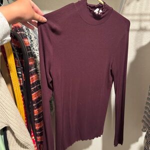 GAP Plum Ruffled Neck Top